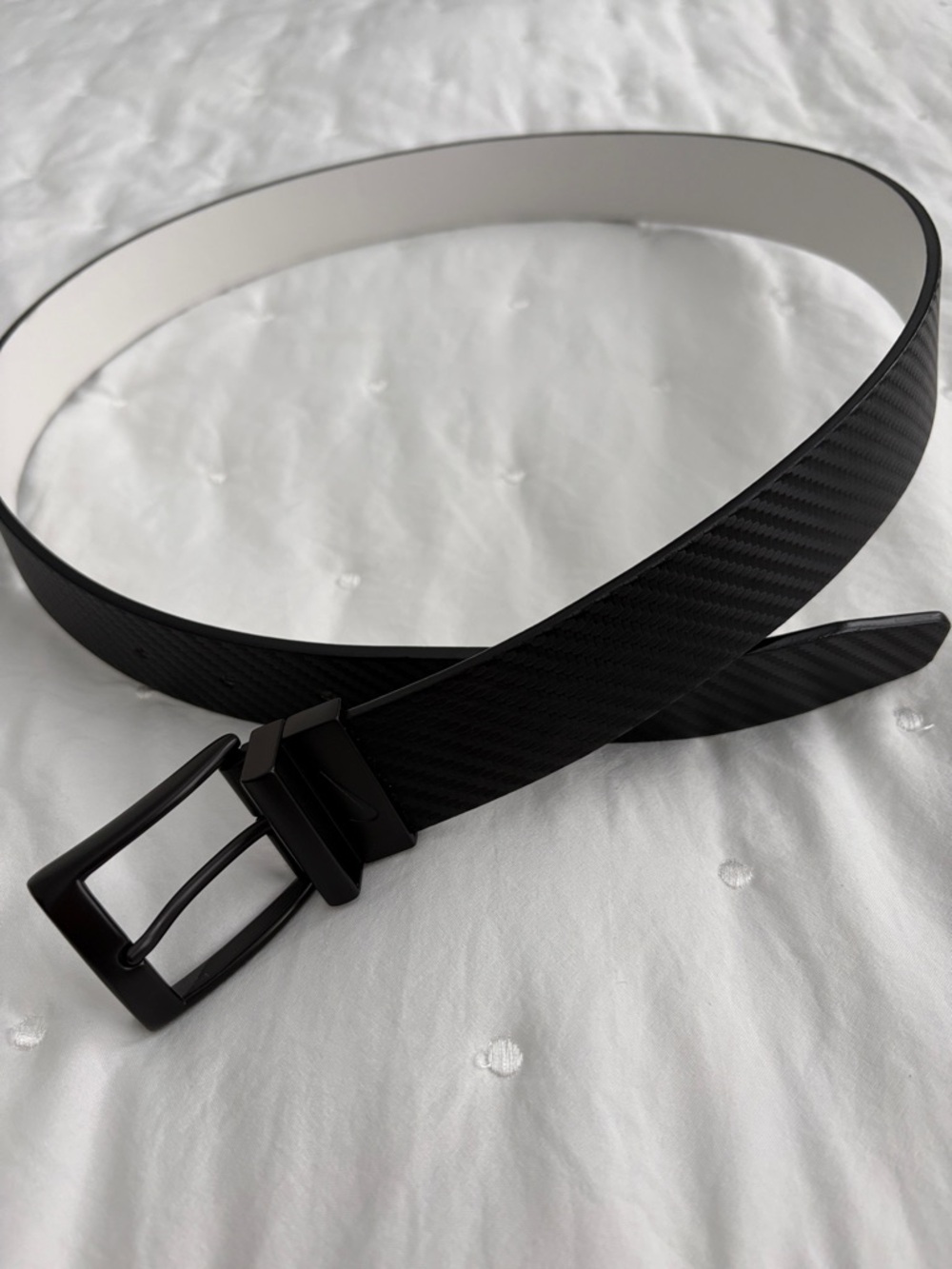 Nike Men's Black Textured Belt with Matte Black Buckle
